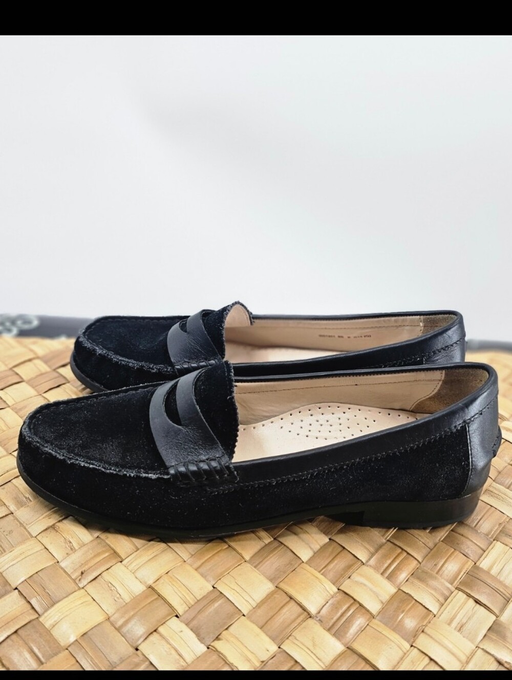 Cole Haan Penny Loafers Black Suede Size 8